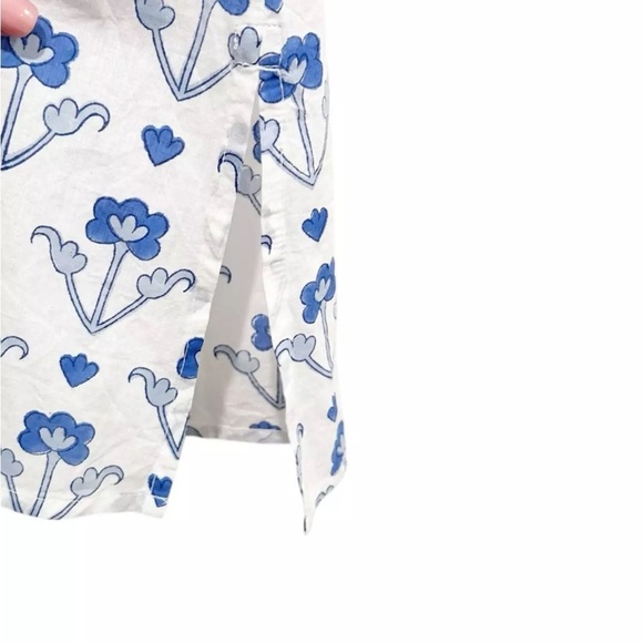 Livro Kurta Dress Cover Up Blue Spring Size XS Floral Long Sleeve V Neck - Picture 4 of 6